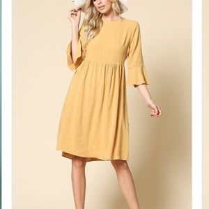 Mustard Ruffle Sleeve Dress
